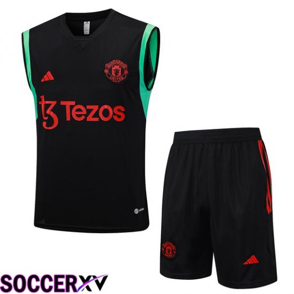 Manchester United Soccer Vest + Shorts Black 2023/2024