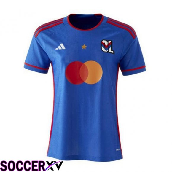 Lyon OL Womens Away Soccer Jersey Blue 2023/2024