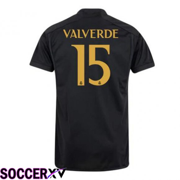 Real Madrid (Valverde 15) Third Soccer Jersey Black 2023/2024