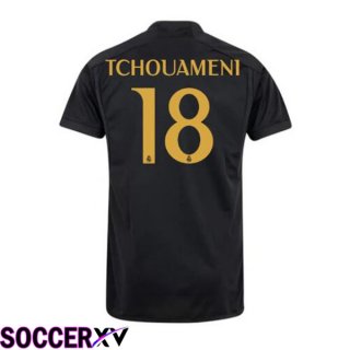 Real Madrid (Tchouameni 18) Third Soccer Jersey Black 2023/2024