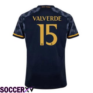 Real Madrid (Valverde 15) Away Soccer Jersey Blue Royal 2023/2024