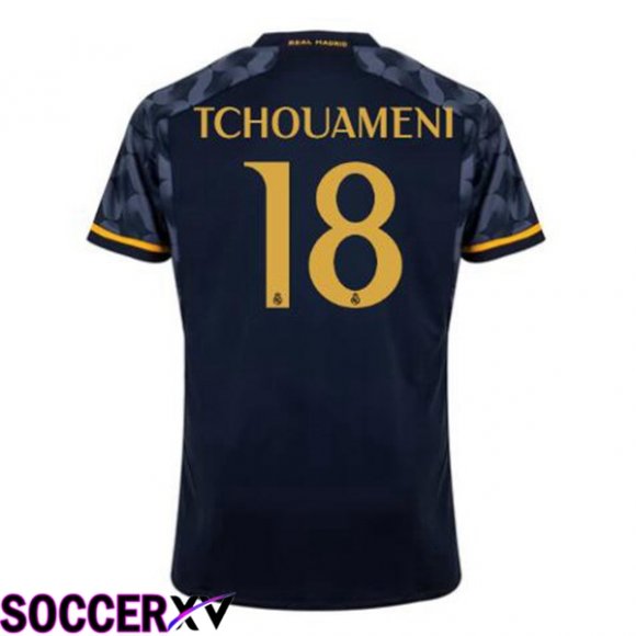 Real Madrid (Tchouameni 18) Away Soccer Jersey Blue Royal 2023/2024