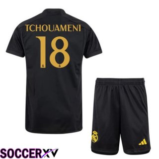 Real Madrid (Tchouameni 18) Kids Third Soccer Jersey Black 2023/2024