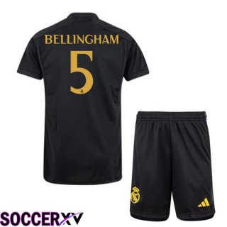 Real Madrid (Bellingham 5) Kids Third Soccer Jersey Black 2023/2024