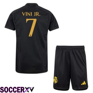 Real Madrid (Vini Jr. 7) Kids Third Soccer Jersey Black 2023/2024