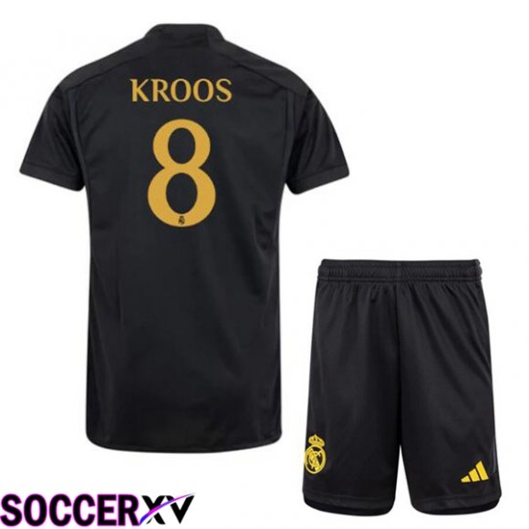 Real Madrid (Kroos 8) Kids Third Soccer Jersey Black 2023/2024