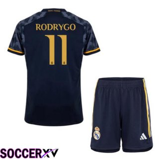 Real Madrid (Rodrygo 11) Kids Away Soccer Jersey Blue Royal 2023/2024