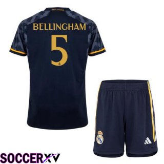 Real Madrid (Bellingham 5) Kids Away Soccer Jersey Blue Royal 2023/2024