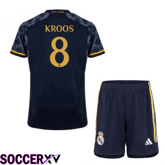 Real Madrid (Kroos 8) Kids Away Soccer Jersey Blue Royal 2023/2024