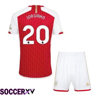 Arsenal (JORGINHO 20) Kids Home Soccer Jersey Red White 2023/2024