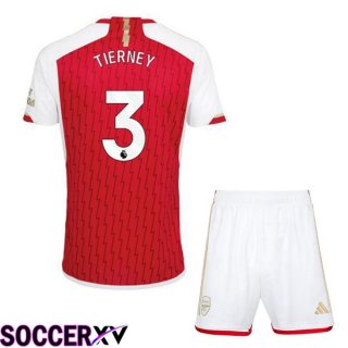 Arsenal (TIERNEY 3) Kids Home Soccer Jersey Red White 2023/2024