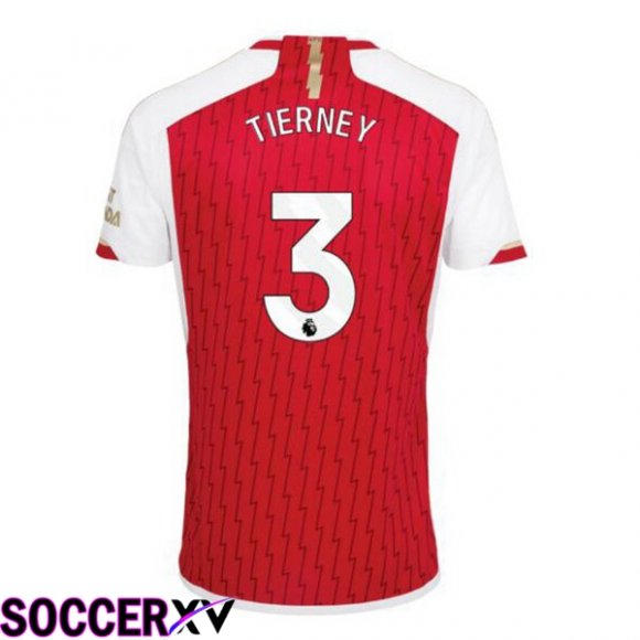 Arsenal (TIERNEY 3) Home Soccer Jersey Red White 2023/2024