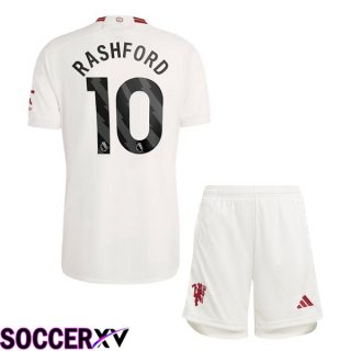 Manchester United (Rashford 10) Kids Third Soccer Jersey White 2023/2024