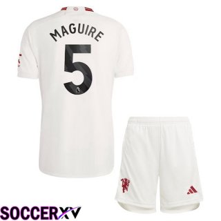 Manchester United (Maguire 5) Kids Third Soccer Jersey White 2023/2024