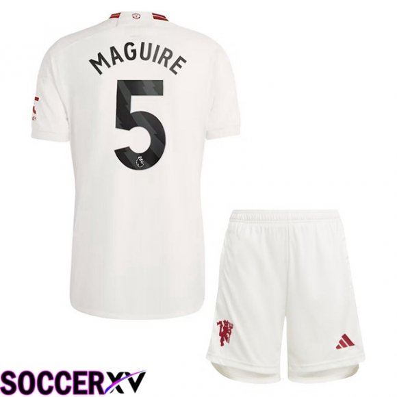 Manchester United (Maguire 5) Kids Third Soccer Jersey White 2023/2024