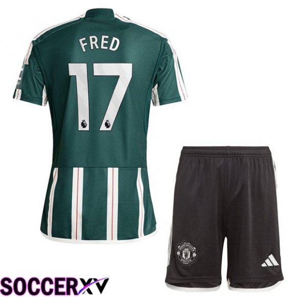 Manchester United (Fred 17) Kids Away Soccer Jersey Green 2023/2024