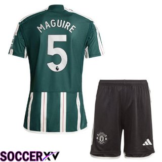 Manchester United (Maguire 5) Kids Away Soccer Jersey Green 2023/2024