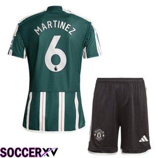 Manchester United (Martinez 6) Kids Away Soccer Jersey Green 2023/2024