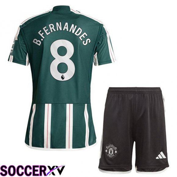 Manchester United (B.Fernandes 8) Kids Away Soccer Jersey Green 2023/2024