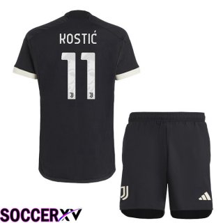 Juventus (KOSTIĆ 11) Kids Juventus Third Soccer Jersey Black 2023/2024