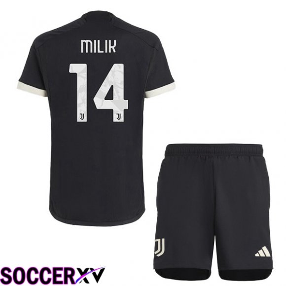 Juventus (MILIK 14) Kids Juventus Third Soccer Jersey Black 2023/2024