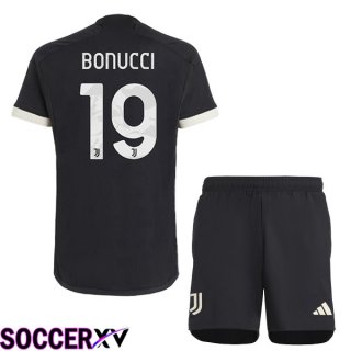 Juventus (BONUCCI 19) Kids Juventus Third Soccer Jersey Black 2023/2024