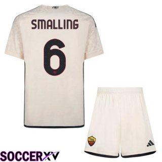 AS Roma (SMALLING 6) Kids Kids Away Soccer Jersey Yellow 2023/2024