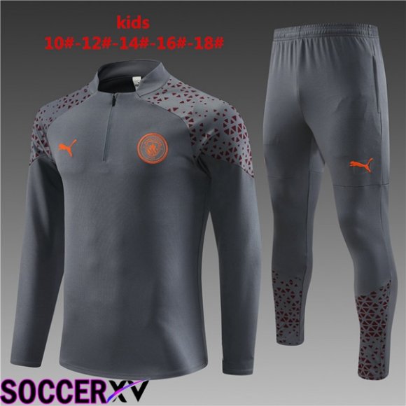 Manchester City Kids Training Tracksuit Suit Grey 2023/2024