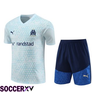 Marseille OM Training T Shirt + Shorts Blue 2023/2024