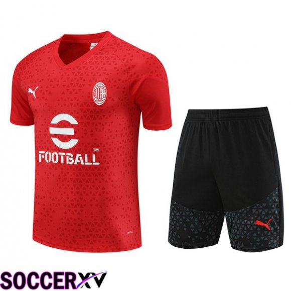 AC Milan Training T Shirt + Shorts Red 2023/2024