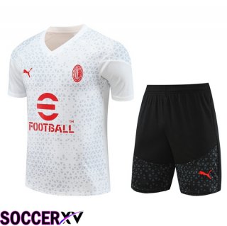 AC Milan Training T Shirt + Shorts White 2023/2024