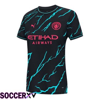 Manchester City Womens Third Soccer Jersey Blue Black 2023/2024