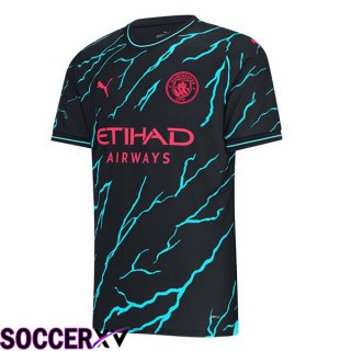 Manchester City Third Soccer Jersey Blue Black 2023/2024