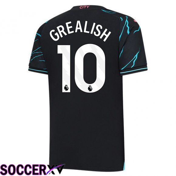 Manchester City (Jack Grealish 10) Third Soccer Jersey Blue Black 2023/2024