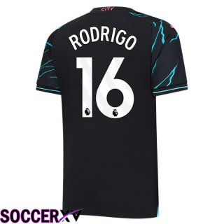 Manchester City (Rodrigo 16) Third Soccer Jersey Blue Black 2023/2024