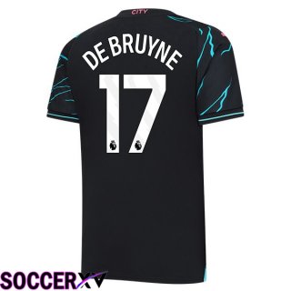 Manchester City (Kevin De Bruyne 17) Third Soccer Jersey Blue Black 2023/2024