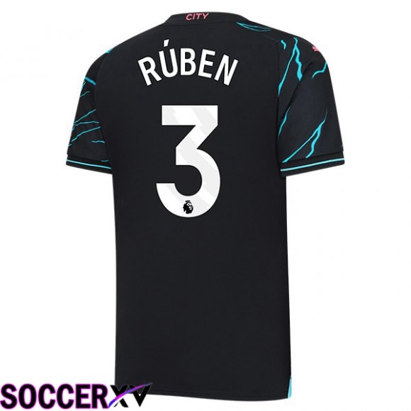 Manchester City (Ruben Dias 3) Third Soccer Jersey Blue Black 2023/2024