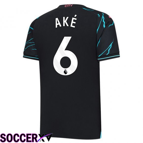 Manchester City (Nathan Ake 6) Third Soccer Jersey Blue Black 2023/2024