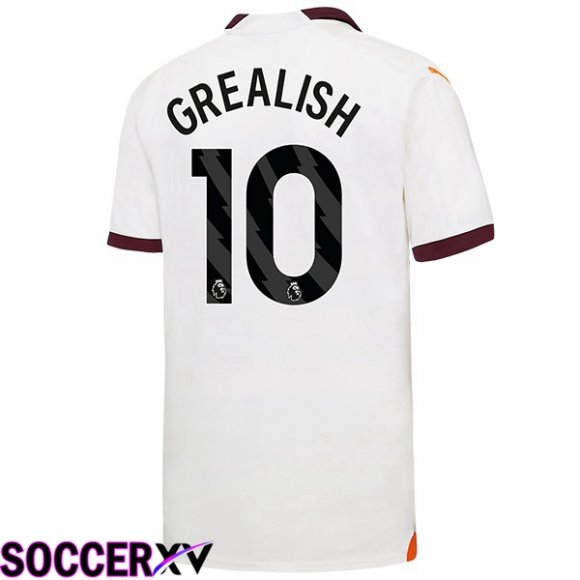 Manchester City (Jack Grealish 10) Away Soccer Jersey White 2023/2024