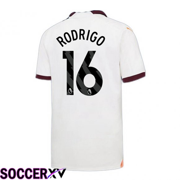 Manchester City (Rodrigo 16) Away Soccer Jersey White 2023/2024