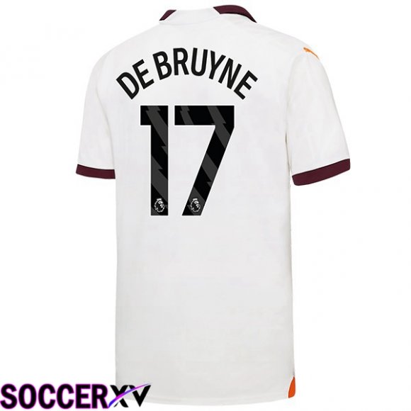 Manchester City (Kevin De Bruyne 17) Away Soccer Jersey White 2023/2024