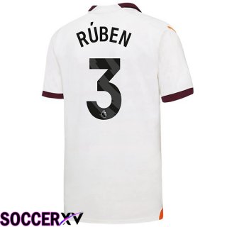 Manchester City (Ruben Dias 3) Away Soccer Jersey White 2023/2024