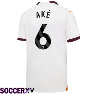 Manchester City (Nathan Ake 6) Away Soccer Jersey White 2023/2024