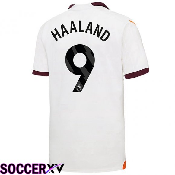 Manchester City (Erling Haaland 9) Away Soccer Jersey White 2023/2024