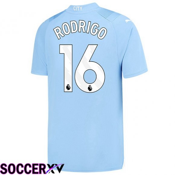 Manchester City (Rodrigo 16) Home Soccer Jersey Blue 2023/2024