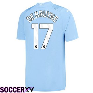 Manchester City (Kevin De Bruyne 17) Home Soccer Jersey Blue 2023/2024