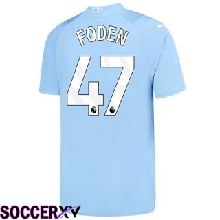 Manchester City (Phil Foden 47) Home Soccer Jersey Blue 2023/2024