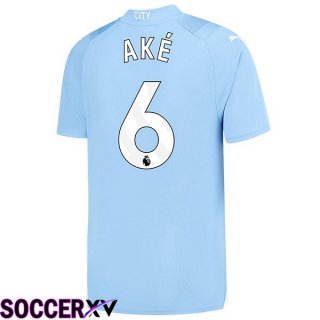 Manchester City (Nathan Ake 6) Home Soccer Jersey Blue 2023/2024