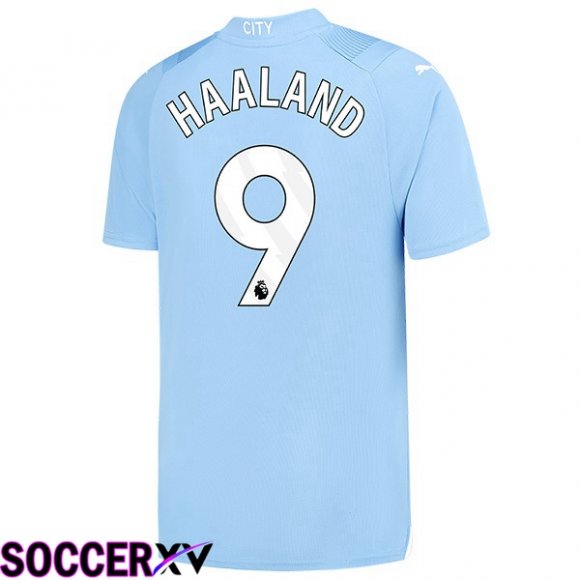 Manchester City (Erling Haaland 9) Home Soccer Jersey Blue 2023/2024