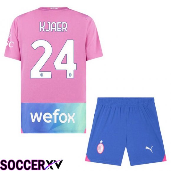 AC Milan (Kjaer 24) Kids Third Soccer Jersey Rose 2023/2024